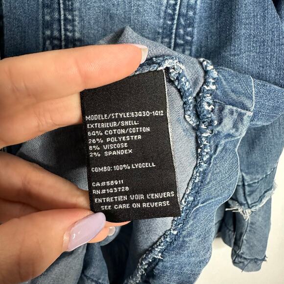 Tribal Jean's Women's Lightweight Skirted Sleeve + Base Detail Denim Jacket SZ M - Picture 4 of 6